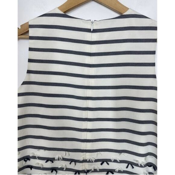 J. McLaughlin Jane Dress Women's Size 10 White Navy Striped Bows at Bottom Sleev - Picture 6 of 16